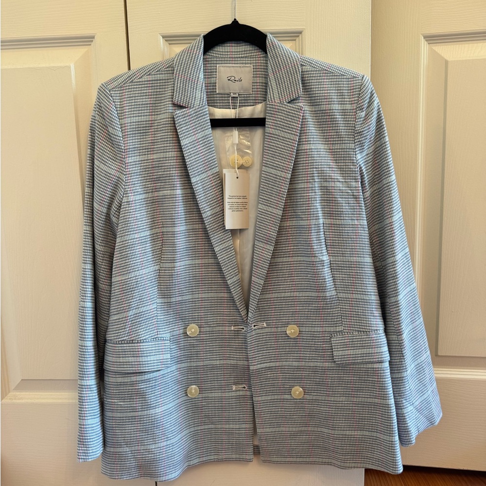 Rails Light Blue Glen Plaid Double-Breasted Blazer